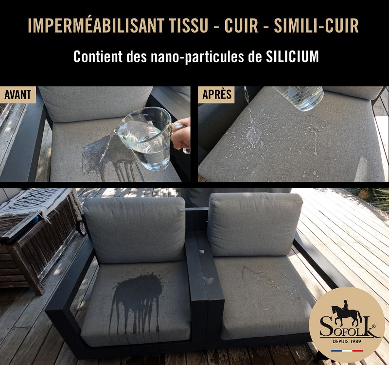 Imperméabilisant déperlant anti-tâches cuir et tissu