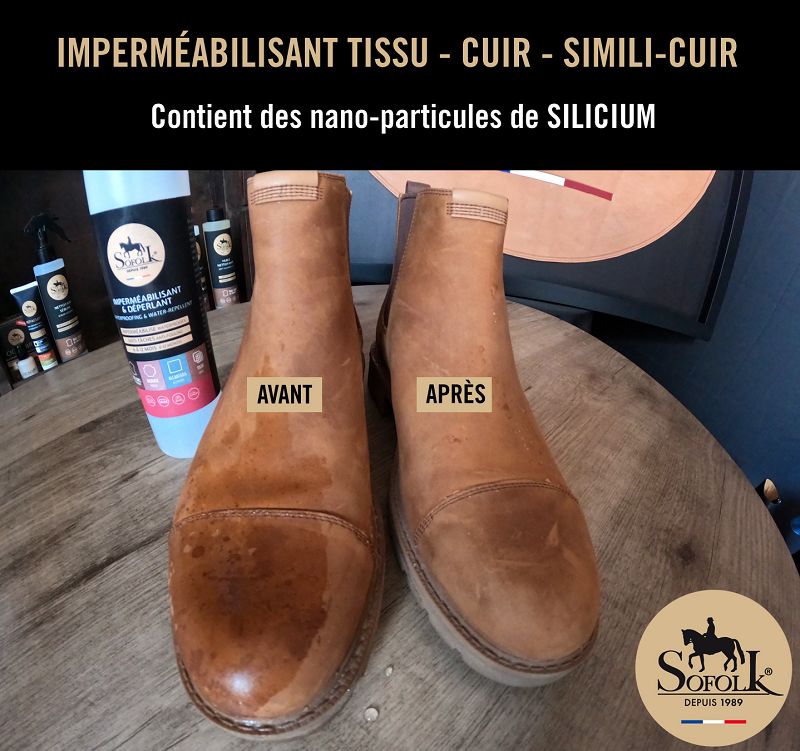 Imperméabilisant déperlant anti-tâches cuir et tissu