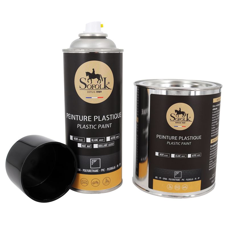 Peinture Plastique haute résistance : intérieur et extérieur SOFOLK - Noir  mat - Aérosol 400ml