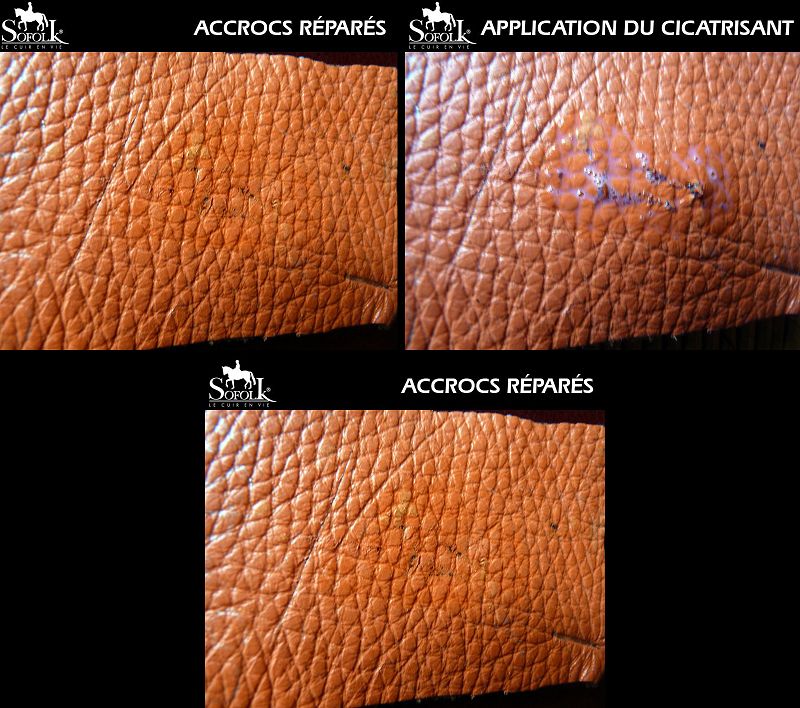 Sofolk - Cicatrisant Cuir - Incolore, Invisible après Séchage - Réparation  du Cuir - Soude et Répare Entailles, Accrocs Ouverts, Coupures
